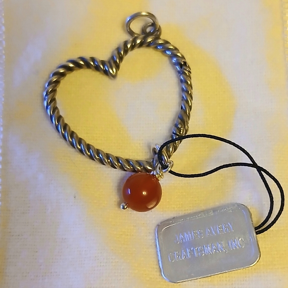 James Avery Changeable Heart Charm W/ Rtd Terra Cotta Enhancer Bead - Picture 4 of 9